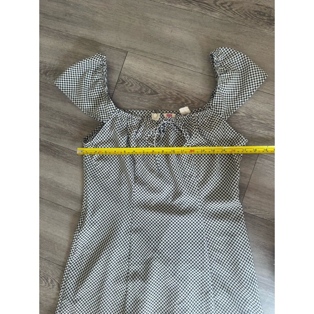 Levi's Checkered Misha Ruffle Sleeve Dress Size M Princess Seams Euro Vacation - Picture 16 of 16